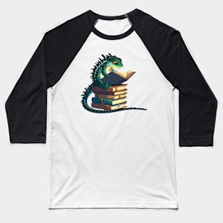 Funny Lizard Reading Book Librarian Bookworm Reader Read Baseball T-Shirt